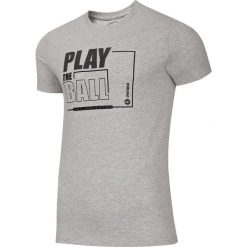 T-shirt męski TSM004 - chłodny jasny szary melanż. Szare t-shirty męskie 4F, m, bez wzorów, bez kołnierzyka, bez ramiączek. W wyprzedaży za 34.99 zł.