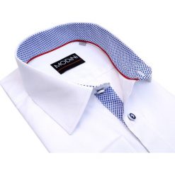 Biała koszula męska z długim rękawem A33. Białe koszule męskie Modini Moda Męska, m, bez wzorów, z bawełny, casualowe, bez kołnierzyka, bez ramiączek. Za 125.10 zł.