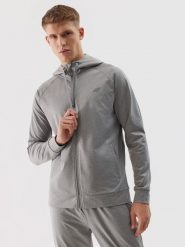 4F Bluza treningowa rozpinana z kapturem męska - szara XXL. Szare bluzy sportowe męskie 4F, m, bez wzorów, z dzianiny, z kapturem, na fitness i siłownię. W wyprzedaży za 99.99 zł.