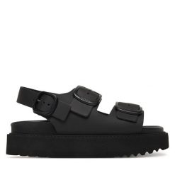 Sandały Scholl. Czarne sandały damskie Scholl, bez wzorów, bez obcasa, na płaskiej podeszwie, bez zapięcia. Za 547.99 zł.