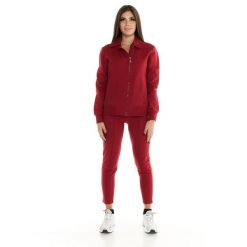 Bluza z zamek błyskawiczny na co dzień na siłownię. Czerwone bluzy damskie LEONE 1947 APPAREL, xl, bez wzorów, z bawełny, sportowe, bez ramiączek, bez kaptura. W wyprzedaży za 261.02 zł.