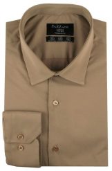Jednokolorowa, Bawełniana Koszula o Prostym Kroju - Brązowa. Brązowe koszule męskie Pazzani, bez wzorów, z bawełny, eleganckie, bez kołnierzyka, bez ramiączek. Za 169.00 zł.