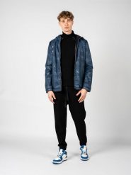 Kurtka turystyczna męska Siron. Niebieskie kurtki męskie Geox, m, bez wzorów, z poliesteru, z kapturem. Za 523.00 zł.