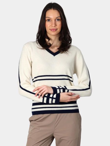 Sweter Damski Luhta Huttula. Białe swetry nierozpinane damskie Luhta, na jesień, l, bez wzorów, z materiału, eleganckie, bez kołnierzyka, bez ramiączek. Za 449.00 zł.