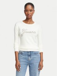 Guess Sweter W6BR53 Z1454 Kremowy Regular Fit. Białe swetry nierozpinane damskie Guess, m, z aplikacjami, z wiskozy, bez kołnierzyka, bez ramiączek. Za 303.99 zł.