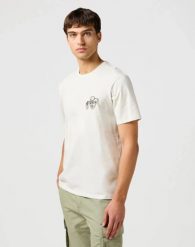 MESKA KOSZULKA WRANGLER SMALL GRAPHIC TEE VINTAGE WHITE 112362805. Białe t-shirty męskie Wrangler, m, bez wzorów, bez kołnierzyka, bez ramiączek. Za 79.99 zł.