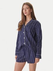 LAUREN RALPH LAUREN Piżama ILN12490 Granatowy Regular Fit. Niebieskie piżamy damskie Lauren Ralph Lauren, bez wzorów, z bawełny, bez ramiączek. Za 499.99 zł.