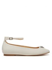 Guess Baleriny FLPLVV PAT02 Écru. Balerinki damskie Guess, z aplikacjami, z materiału, bez obcasa, bez zapięcia. W wyprzedaży za 299.99 zł.