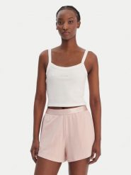 Guess Top V6GP16 K3180 Biały Regular Fit. Białe topy damskie Guess, xs, z aplikacjami, z wiskozy, bez kołnierzyka, bez ramiączek. Za 159.99 zł.