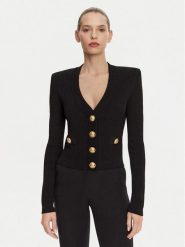 Balmain Kardigan DF1KL007KB07 Czarny Regular Fit. Czarne kardigany damskie Balmain, bez wzorów, z wiskozy, bez kołnierzyka. Za 6,229.00 zł.