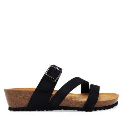 Klapki Geox. Czarne klapki damskie Geox, bez wzorów, bez obcasa, bez zapięcia. Za 379.99 zł.