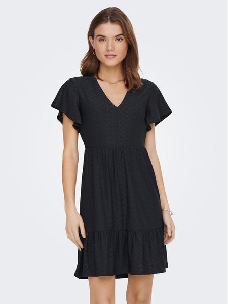 ONLY Sukienka codzienna 15289687 Granatowy Regular Fit. Niebieskie sukienki damskie ONLY, na co dzień, xs, bez wzorów, z syntetyku, bez kołnierzyka, bez ramiączek, proste. Za 79.99 zł.