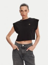 TWINSET T-Shirt 251TT2043 Czarny Regular Fit. Czarne t-shirty damskie Twinset, l, bez wzorów, z bawełny, bez kołnierzyka, bez ramiączek. Za 219.99 zł.