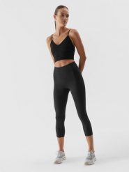 4F Legginsy treningowe z materiałów z recyklingu damskie XS. Czarne legginsy damskie 4F, bez wzorów, z materiału. W wyprzedaży za 29.99 zł.