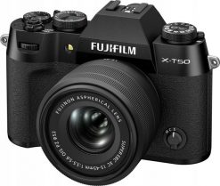 Lustrzanka Fujifilm Sisteminis fotoaparatas FUJIFILM X-T50/XC15-45mmF3.5-5.6 OIS PZ Juodas (juodas). Lustrzanki cyfrowe FUJIFILM. Za 6,493.99 zł.