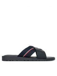 Tommy Hilfiger Klapki FM0FM05415 Granatowy. Niebieskie klapki męskie Tommy Hilfiger, bez wzorów, ze skóry, bez zapięcia. Za 169.99 zł.