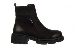 Botki Bayla-161 034 101 51 Black Nubuck 161547, Czarny, Skóra naturalna - 36. Czarne botki damskie Bayla, na zimę, bez wzorów, z gumy, eleganckie, z okrągłym noskiem, za kostkę, bez obcasa, bez zapięcia. W wyprzedaży za 299.00 zł.