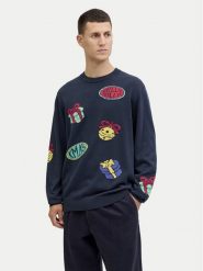 Jack & Jones Sweter Holiday 12287994 Granatowy Relaxed Fit. Niebieskie swetry męskie Jack & Jones, m, bez wzorów, z bawełny, bez kołnierzyka, bez ramiączek. Za 149.99 zł.