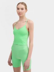 4F Crop top slim gładki damski M/L. Zielone topy damskie 4F, l, bez wzorów, z dzianiny, bez kołnierzyka, bez ramiączek. Za 79.99 zł.