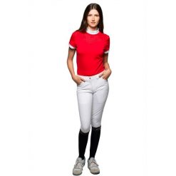 Damska koszulka polo na zawody Flags&Cup Isla. Czerwone bluzki damskie FLAGS&CUP, bez wzorów, sportowe, bez kołnierzyka, bez ramiączek. Za 243.00 zł.