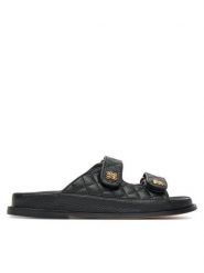Nine West Klapki V1557-713-1 Czarny. Czarne klapki damskie Nine West, bez wzorów, z materiału, bez obcasa, bez zapięcia. Za 259.99 zł.