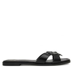Klapki LOVE MOSCHINO. Czarne klapki damskie Love Moschino, bez wzorów, bez obcasa, bez zapięcia. Za 849.99 zł.