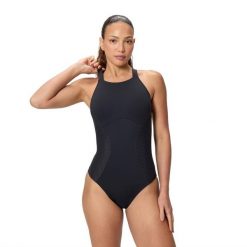 Strój kąpielowy damski Speedo Sculpture Hineck Contour. Czarne stroje kąpielowe damskie Speedo, l, bez wzorów. Za 373.99 zł.