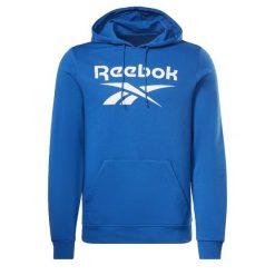 BLUZA dresowa męska REEBOK z kapturem bawełna kangurka. Niebieskie bluzy męskie Reebok, m, bez wzorów, z bawełny, z kapturem, na fitness i siłownię. Za 279.00 zł.