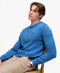 Superdry Sweter Preppy Cotton – Relaxed fit, 100% bawełna organiczna. Niebieskie swetry męskie Superdry, xl, bez wzorów, z bawełny, bez kołnierzyka, bez ramiączek. Za 254.00 zł.