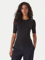 HUGO T-Shirt Darnelia 50515019 Czarny Slim Fit. Czarne t-shirty damskie Hugo, s, bez wzorów, z bawełny, bez kołnierzyka, bez ramiączek. Za 319.99 zł.