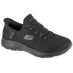 Buty sportowe Sneakersy damskie, Slip-Ins: Summits - Diamond Dream. Czarne obuwie sportowe damskie Skechers, bez wzorów, bez zapięcia, trekkingowe. Za 379.99 zł.