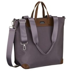 Duża shopperka damska w szarym kolorze, jednokomorowa, zawieszona na uchwytach i doczepianym pasku Peterson PTN CTY-16. Szare shopperki damskie Peterson, bez wzorów, ze skóry ekologicznej, duże, bez dodatków. Za 79.99 zł.