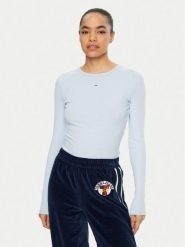 Tommy Jeans Bluzka Essential DW0DW17387 Błękitny Slim Fit. Niebieskie bluzki damskie Tommy Jeans, s, bez wzorów, z bawełny, bez kołnierzyka, bez ramiączek. Za 119.99 zł.