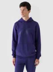 4F Bluza dresowa nierozpinana z kapturem męska - granatowa XL. Niebieskie bluzy sportowe męskie 4F, m, bez wzorów, z bawełny, z kapturem. W wyprzedaży za 119.99 zł.