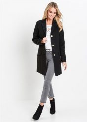 Płaszcz żakietowy. Brązowe płaszcze damskie bonprix, bez wzorów, eleganckie, bez kołnierzyka, bez kaptura. Za 219.99 zł.