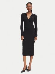 Elisabetta Franchi Sukienka dzianinowa AM-08B-66E2-V380 Czarny Slim Fit. Czarne sukienki damskie Elisabetta Franchi, bez wzorów, z dzianiny, bez kołnierzyka, bez ramiączek. Za 1,629.00 zł.