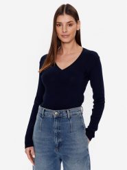 United Colors Of Benetton Sweter 1091D4625 Granatowy Regular Fit. Niebieskie swetry nierozpinane damskie United Colors Of Benetton, s, bez wzorów, z bawełny, bez kołnierzyka, bez ramiączek. Za 199.99 zł.