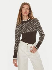 Guess Sweter Lise W3BR81 Z37K0 Brązowy Regular Fit. Brązowe swetry nierozpinane damskie Guess, l, z aplikacjami, z syntetyku, bez kołnierzyka, bez ramiączek. Za 339.99 zł.