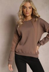 Brązowa Bawełniana Bluza z Łańcuszkiem Eleutia. Brązowe bluzy damskie Renee, bez wzorów, z bawełny, casualowe, bez ramiączek, bez kaptura. Za 79.99 zł.