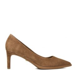 Szpilki GINO ROSSI. Brązowe szpilki damskie Gino Rossi, bez wzorów, bez obcasa, na szpilce, bez zapięcia. Za 349.99 zł.