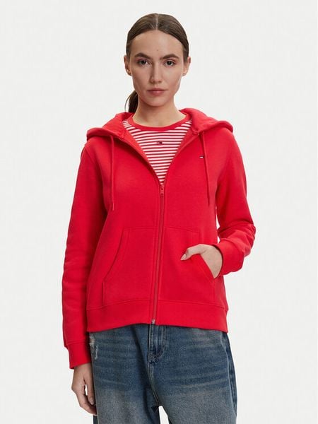 Tommy Jeans Bluza DW0DW19729 Czerwony Regular Fit. Czerwone bluzy damskie Tommy Jeans, xxs, bez wzorów, z bawełny, bez ramiączek, bez kaptura. Za 240.99 zł.