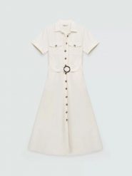 Sukienka damska midi jeansowa trapezowa biała Becca 100. Białe sukienki damskie BIG STAR, l, bez wzorów, z denimu, eleganckie, bez kołnierzyka, bez ramiączek, midi, dopasowane. Za 279.99 zł.