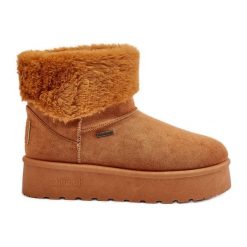 Śniegowce Na Platformie Z Futerkiem Big Star OO274A106 Camel beżowy. Brązowe śniegowce damskie z gumy, bez zapięcia. Za 182.49 zł.