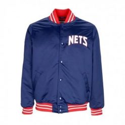 Mitchell & Ness Nba Heavyweight Satin Jacket New Jersey Nets. Niebieskie bluzy męskie Mitchell & Ness, m, bez wzorów, z jersey, klasyczne, bez ramiączek, bez kaptura. Za 559.00 zł.