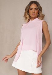 Różowa Bluzka o Asymetrycznym Kroju Fadeselle. Czerwone bluzki damskie Renee, uniwersalny, bez wzorów, z asymetrycznym kołnierzem, bez ramiączek. Za 49.99 zł.