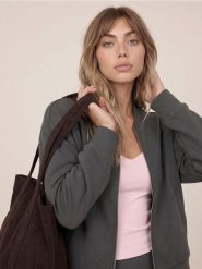 Rozpinana bluza bomber - szary. Szare bluzy damskie Sinsay, l, bez wzorów, sportowe, bez ramiączek, bez kaptura. Za 59.99 zł.