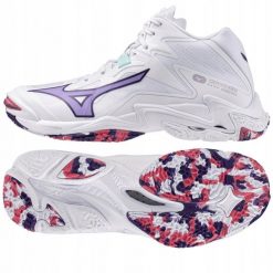 Buty siatkarskie Mizuno WAVE LIGHTNING Z8 MID r. 39 biało fioletowe damskie. Białe obuwie sportowe damskie Mizuno, bez wzorów, bez zapięcia, mizuno wave. Za 463.22 zł.