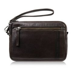 Saszetka męska do ręki brązowa elegancka klasyczna Paolo Peruzzi AL-10-BR. Brązowe saszetki i nerki męskie bez wzorów, ze skóry. Za 149.00 zł.
