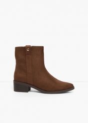 Botki. Brązowe botki damskie bonprix, bez wzorów, bez obcasa, bez zapięcia. Za 159.99 zł.