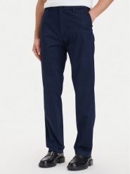 Calvin Klein Chinosy LV04LH600G Granatowy Straight Fit. Niebieskie eleganckie spodnie męskie Calvin Klein, bez wzorów, z bawełny. Za 409.99 zł.